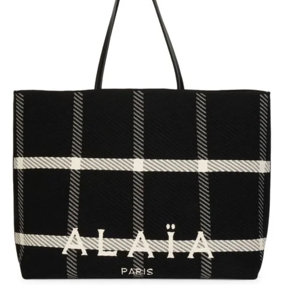 Alaïa Large Checked Logo Tote - Picture 1 of 9